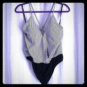 Black and white striped top